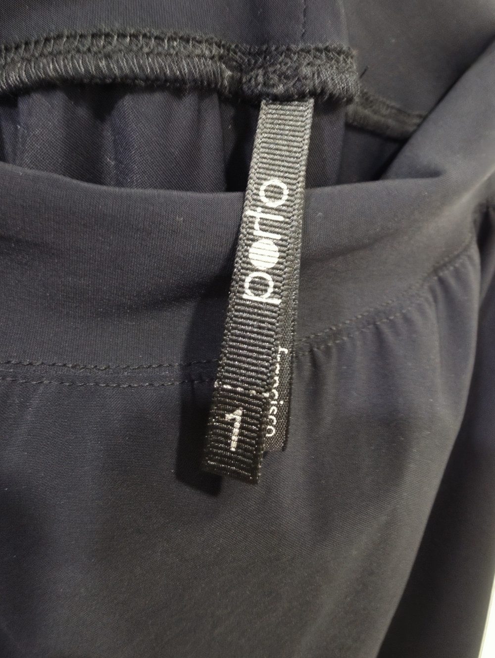 Porto Black Drape Cinch Midi Skirt Italian Fabric Asymmetrical Sz. 1 - Picture 4 of 6